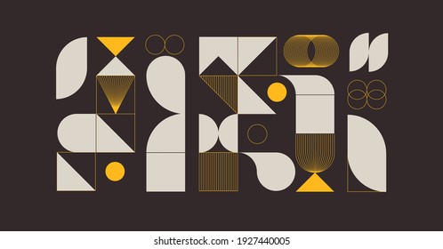 Modern abstract  background with geometric shapes and halftone textures. Minimalistic geometric pattern in Scandinavian style. Trendy vector graphic elements for your unique design. - Shutterstock ID 1927440005