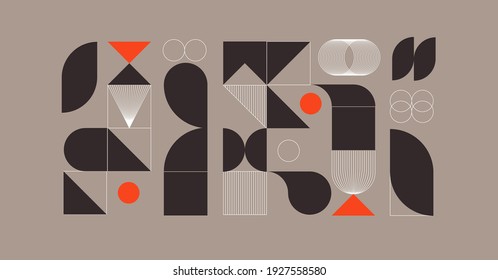 Modern abstract  background with geometric shapes and halftone textures. Minimalistic geometric pattern in Scandinavian style. Trendy vector graphic elements for your unique design. - Shutterstock ID 1927558580