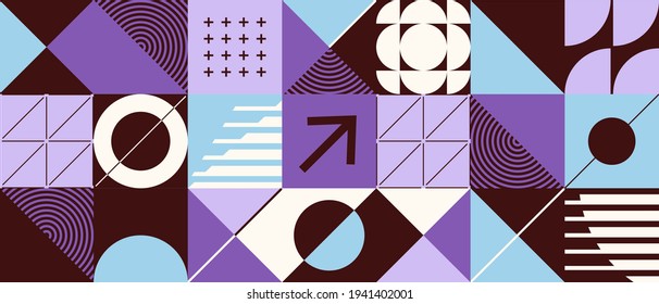 Fondo abstracto moderno con formas geométricas y texturas de medio tono. Patrón geométrico minimalista al estilo escandinavo. Elementos gráficos vectoriales de moda para su diseño único.