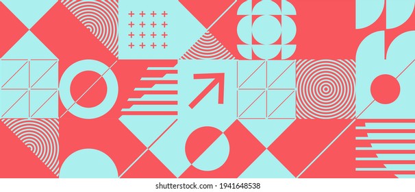 Fondo abstracto moderno con formas geométricas y texturas de medio tono. Patrón geométrico minimalista al estilo escandinavo. Elementos gráficos vectoriales de moda para su diseño único.