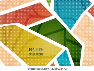 Modern abstract background with geometric shapes and halftone textures. Trendy graphic elements for your unique design. Vector illustration