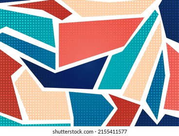 Modern abstract background with geometric shapes and halftone textures. Trendy graphic elements for your unique design. Vector illustration