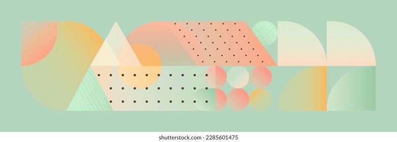 Modern abstract background with geometric shapes and gradient patterns. Retro geometric pattern in  bauhaus style with modern gradient elements. Vintage vector graphic elements for aesthetic decor.