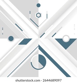Modern abstract background with geometric shapes, lines, and hexagons in white, blue, and gray for tech and business presentations.