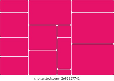 Moderner abstrakter Hintergrund mit geometrischen Formen und abgerundeten Kanten in lebendigem Rosa Farbton für kreative Designprojekte und Wandkunstdrucke

