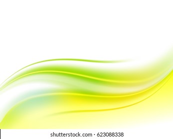 Modern abstract background with glossy waves in green and yellow colors.