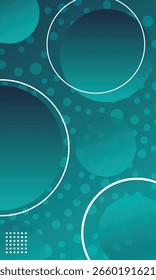Modern abstract background with glowing geometric lines and halftone decoration. Green gradient circle shape graphic elements. Futuristic technology concept. Vector illustration
