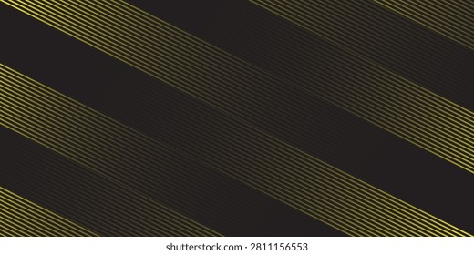 Modern abstract background with glowing yellow and gold diagonal lines on a dark black textured pattern, perfect for luxury, tech, and corporate design layouts
