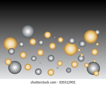 Modern abstract background with gold and silver balls