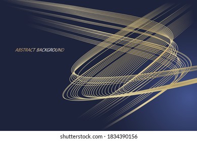 Modern abstract background with golden lines. curved linear pattern