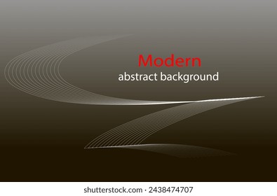 Modern abstract background. Gradient black and white background. Banner graphic design. Background template. Background with white curved lines. Vector.