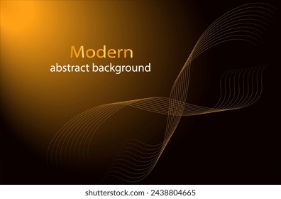 Modern abstract background. Gradient black and orange asymmetrical background. Banner graphic design. Background template. Background with white curved lines. Vector