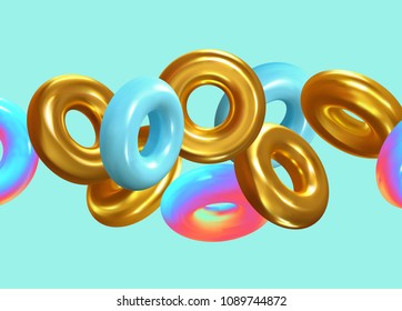 Modern abstract background. Gradient colorful composition 3d shapes ring. Minimal design vector illustration
