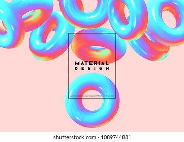 Modern abstract background. Gradient colorful composition 3d shapes ring. Minimal design vector illustration