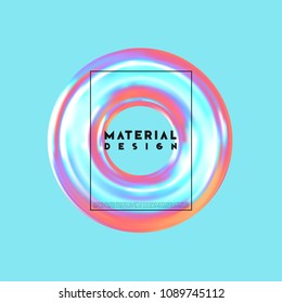 Modern abstract background. Gradient colorful composition 3d shapes torus ring. Minimal design vector illustration