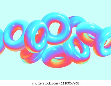 Modern abstract background. Gradient colorful composition 3d shapes ring. Minimal design vector illustration