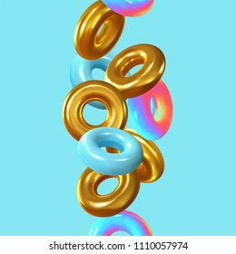 Modern abstract background. Gradient colorful composition 3d shapes ring. Minimal design vector illustration