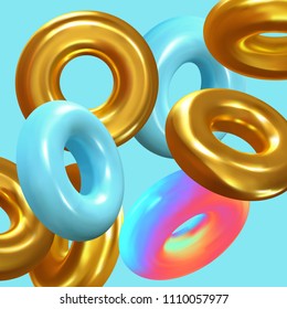 Modern abstract background. Gradient colorful composition 3d shapes ring. Minimal design vector illustration