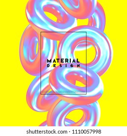 Modern abstract background. Gradient colorful composition 3d shapes ring. Minimal design vector illustration