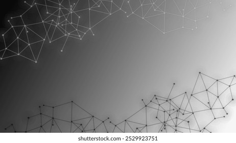 Modern abstract background with a gray gradient and geometric network lines, perfect for technology, communication, and futuristic-themed designs.