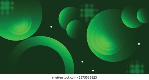 Modern abstract background with green circles. Vector illustration