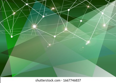 Modern abstract background from green gradient triangles. Grid ties with bright highlights. For web pages, notepad, cover, social or business interaction.