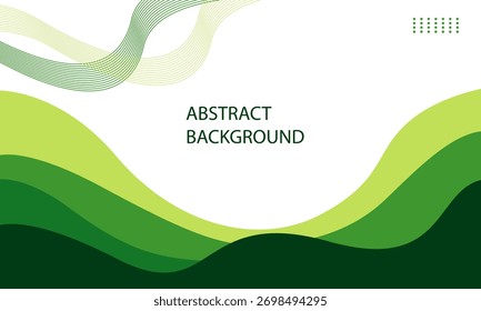 Modern abstract background with green wave shapes for presentations, posters, and banners. Clean and minimalist design.