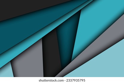 Modern abstract background with grey, black and blue layers above each other. Design template for your business. Vector illustration
