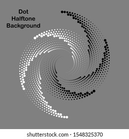 Modern abstract background. Halftone dots in circle form. Round logo. Vector dotted frame. Design element or icon. Yin and yang style