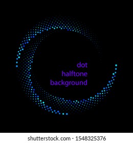 Modern abstract background. Halftone dots in circle form. Round logo. Vector dotted frame. Design element or icon.