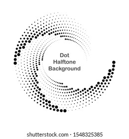 Modern abstract background. Halftone dots in circle form. Round logo. Vector dotted frame. Design element or icon.