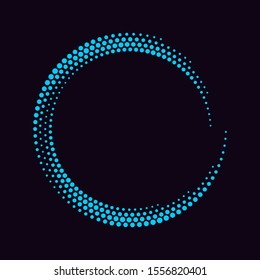 Fondo abstracto moderno. Los puntos de semitono en forma de círculo. Logo redondo. Marco punteado del vector. Elemento o icono de diseño.