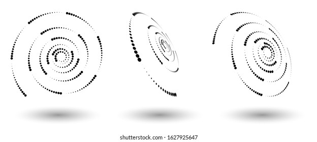 Moderner abstrakter Hintergrund. Halftone Punkte in Kreisform. Rundes Logo. Vektorgepunkteter Rahmen. Design-Element oder -Icon.