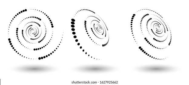Modern abstract background. Halftone dots in circle form. Round logo. Vector dotted frame. Design element or icon.