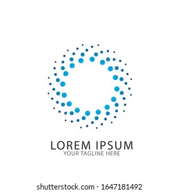 Modern abstract background. Halftone dots in circle form. Round logo. Vector dotted frame. Design element or icon.