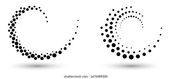 Modern abstract background. Halftone dots in circle form. Round logo. Vector dotted frame. Design element or icon.