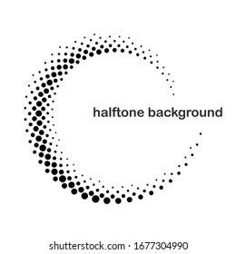 Modern abstract background. Halftone dots in circle form. Round logo. Vector dotted frame. Design element or icon.