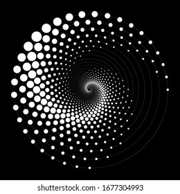 Modern abstract background. Halftone dots in circle form. Round logo. Vector dotted frame. Design element or icon.