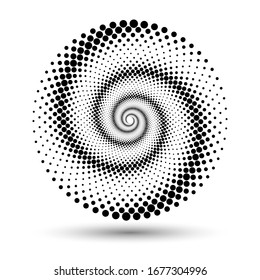 Modern abstract background. Halftone dots in circle form. Round logo. Vector dotted frame. Design element or icon.