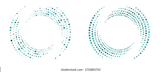 Modern abstract background. Halftone dots in circle form. Round logo. Vector dotted frame. Design element or icon.