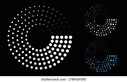 Modern abstract background. Halftone dots in circle form. Round logo. Vector dotted frame. Design element or icon for any project.
