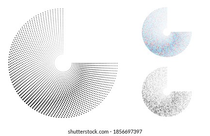 Modern abstract background. Halftone dots in circle form. Round logo. Vector dotted frame. Design element or icon.