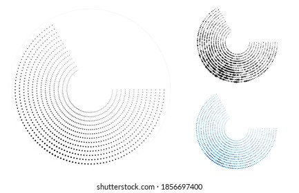 Modern abstract background. Halftone dots in circle form. Round logo. Vector dotted frame. Design element or icon.