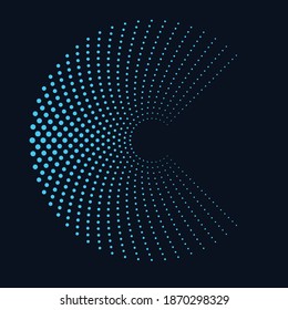 Modern abstract background. Halftone dots in circle form. Round logo. Vector dotted frame. Design element or icon.