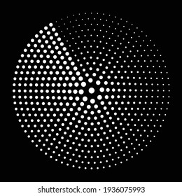 Moderner abstrakter Hintergrund. Halftone Punkte in Kreisform. Rundes Logo. Vektorgepunkteter Rahmen. Design-Element oder -Icon.