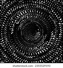 Moderner abstrakter Hintergrund. Halftone Punkte in Kreisform. Rundes Logo. Vektorgepunkteter Rahmen. Design-Element oder -Icon. Schwarze Form auf weißem Hintergrund und dieselbe weiße Form auf schwarzer Seite.