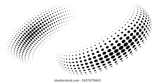 Modern abstract background. Halftone dots in circle form. Round logo. Vector dotted frame. Design element or icon