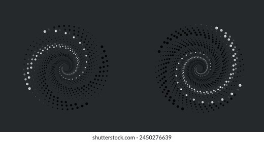 Moderner abstrakter Hintergrund. Halbtonpunkte in Kreisform. Rundlogo, Designelement oder Symbol. Vektorgrafik gepunkteter Rahmen