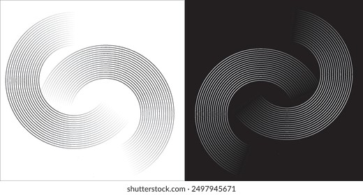 Modern abstract background. Halftone dots in circle form. Spiral logo, icon or design element. 