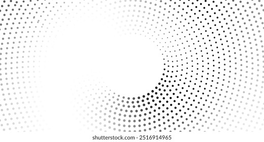 Fundo abstrato moderno. Pontos de meio-tom em forma de círculo. Logotipo redondo. Quadro pontilhado vetorial. Elemento de design ou ícone. ilustração de vetor